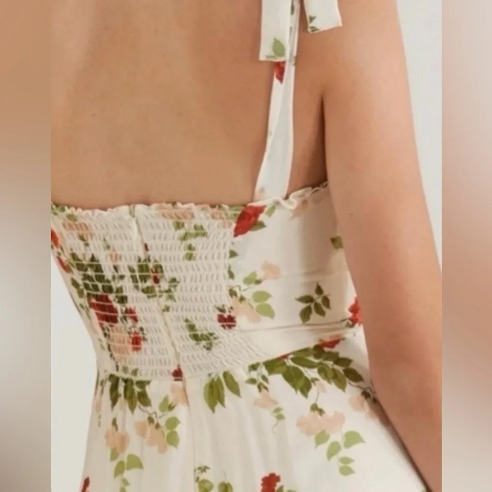 Reformation Floral Tie Strap Ruffle Christine Dress In Maureen - Size 12 - Picture 8 of 8